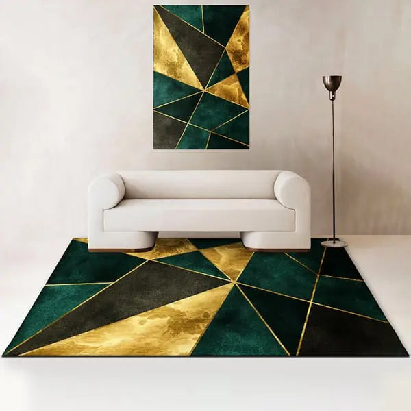 Tapis d'intérieur rond moderne vert, noir et or ACCESS MEUBLE