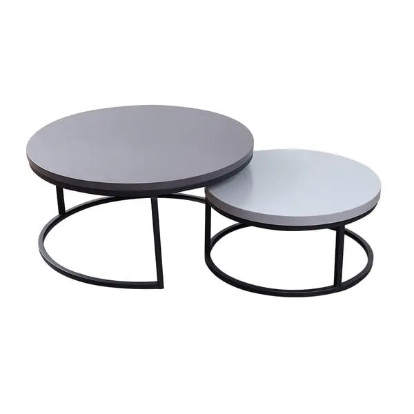 Table basse Gigogne ronde en noyer et gris ACCESS MEUBLE