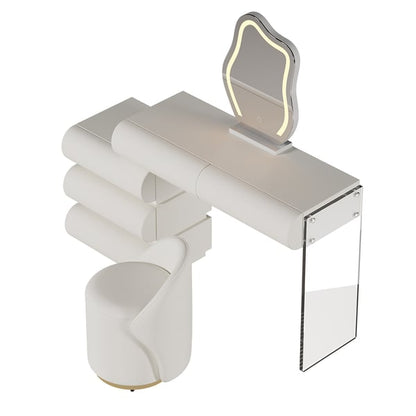 Ensemble de maquillage blanc moderne Humply en cuir avec led ACCESS MEUBLE