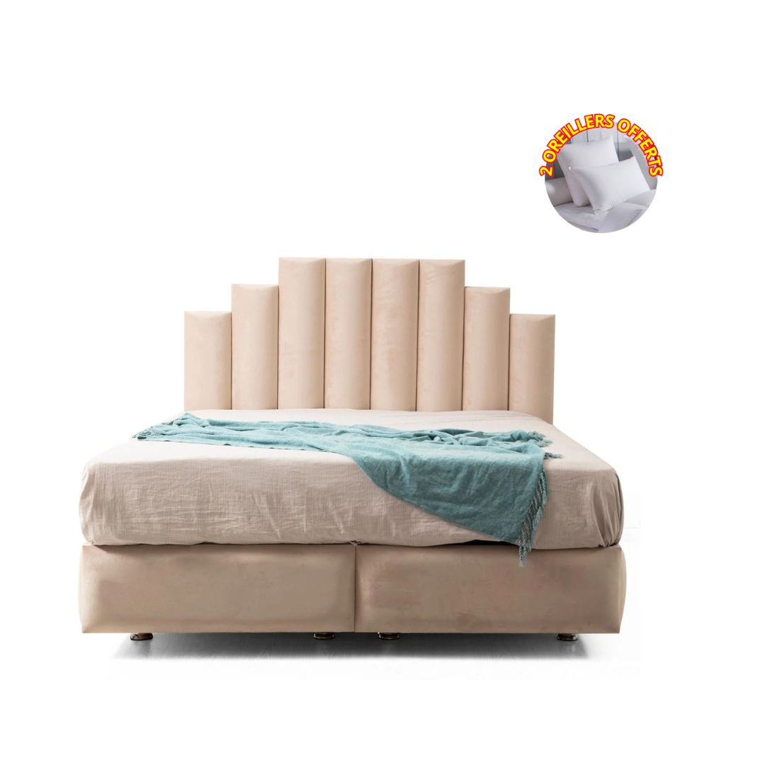 Pack - Lit coffre NATURA + Matelas 20cm + 2 Oreillers