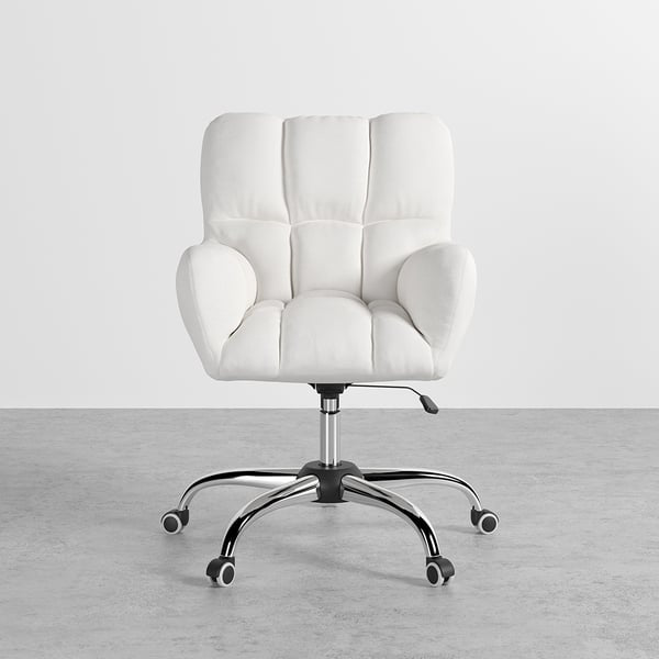 Chaise de bureau lin pivotante rembourrée en coton blanc ACCESS MEUBLE