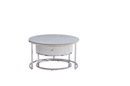 Table basse GIGOGNE SAMIRA avec tiroir céramique en marbre blanc ACCESS MEUBLE