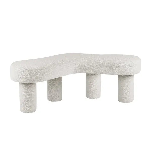 Banc bouclé  blanc 4 pieds ACCESS MEUBLE