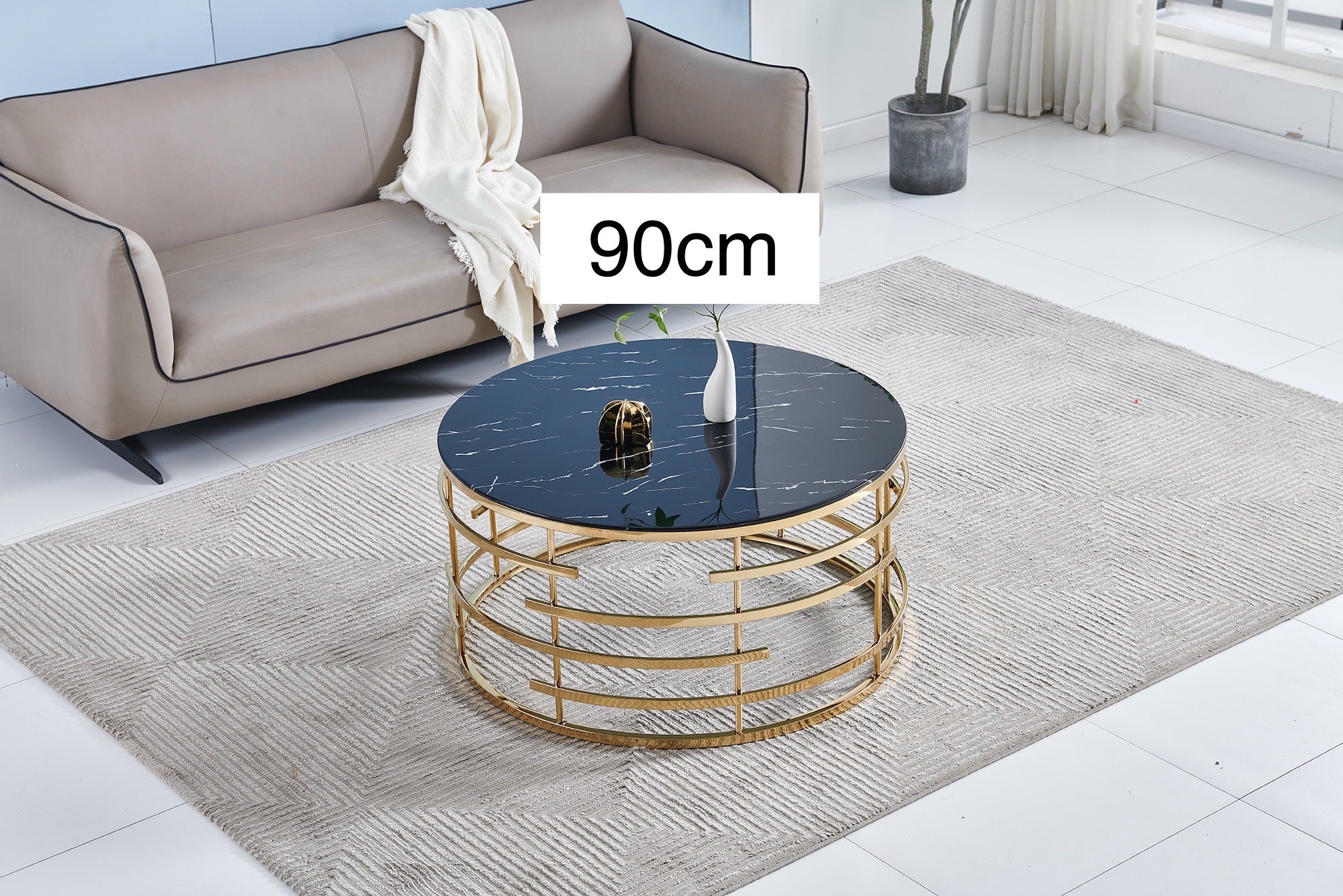 TABLE BASSE MONACO PIED CHROME MARBRE NOIR ACCESS MEUBLE