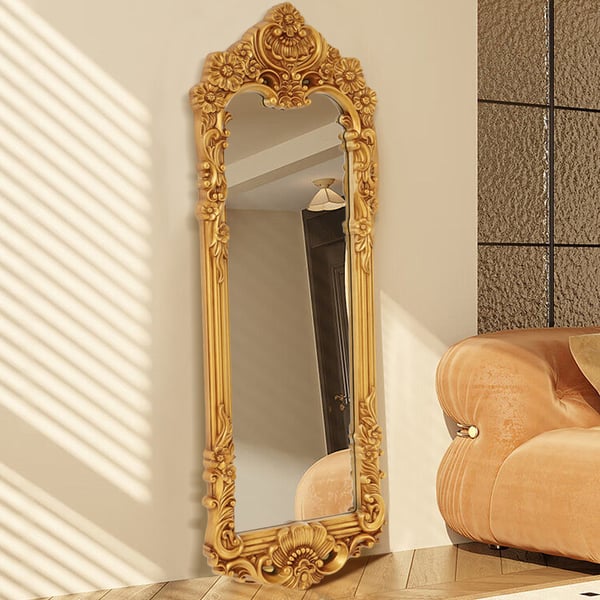 Miroir de sol vintage surdimensionné orné d'or décoration baroque ACCESS MEUBLE