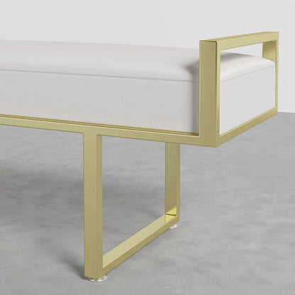 Banc OTTOMAN rembourré en lin blanc pour fin de lit ACCESS MEUBLE