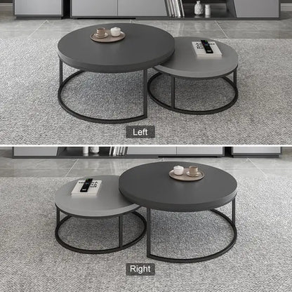 Table basse Gigogne ronde en noyer et gris ACCESS MEUBLE