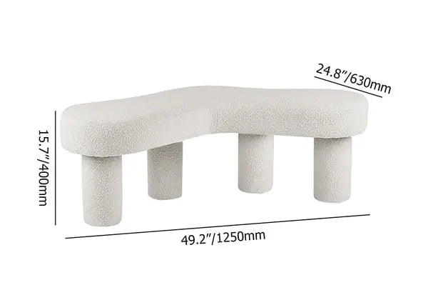 Banc bouclé  blanc 4 pieds ACCESS MEUBLE