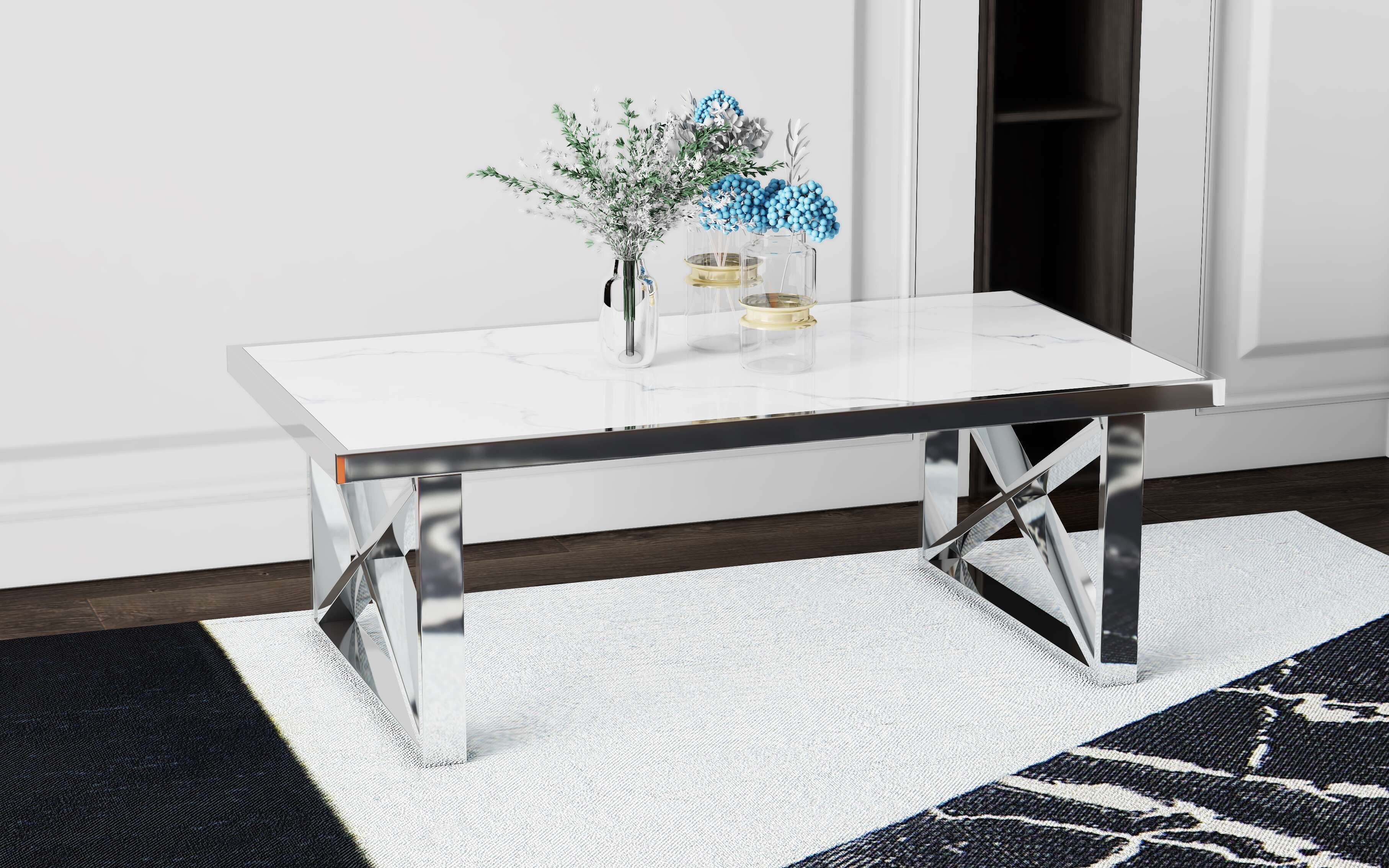 Table basse LEVANTO en marbre blanc ACCESS MEUBLE