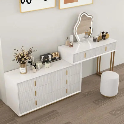 Ensemble de coiffeuse à 6 tiroirs avec tabouret et miroir ACCESS MEUBLE