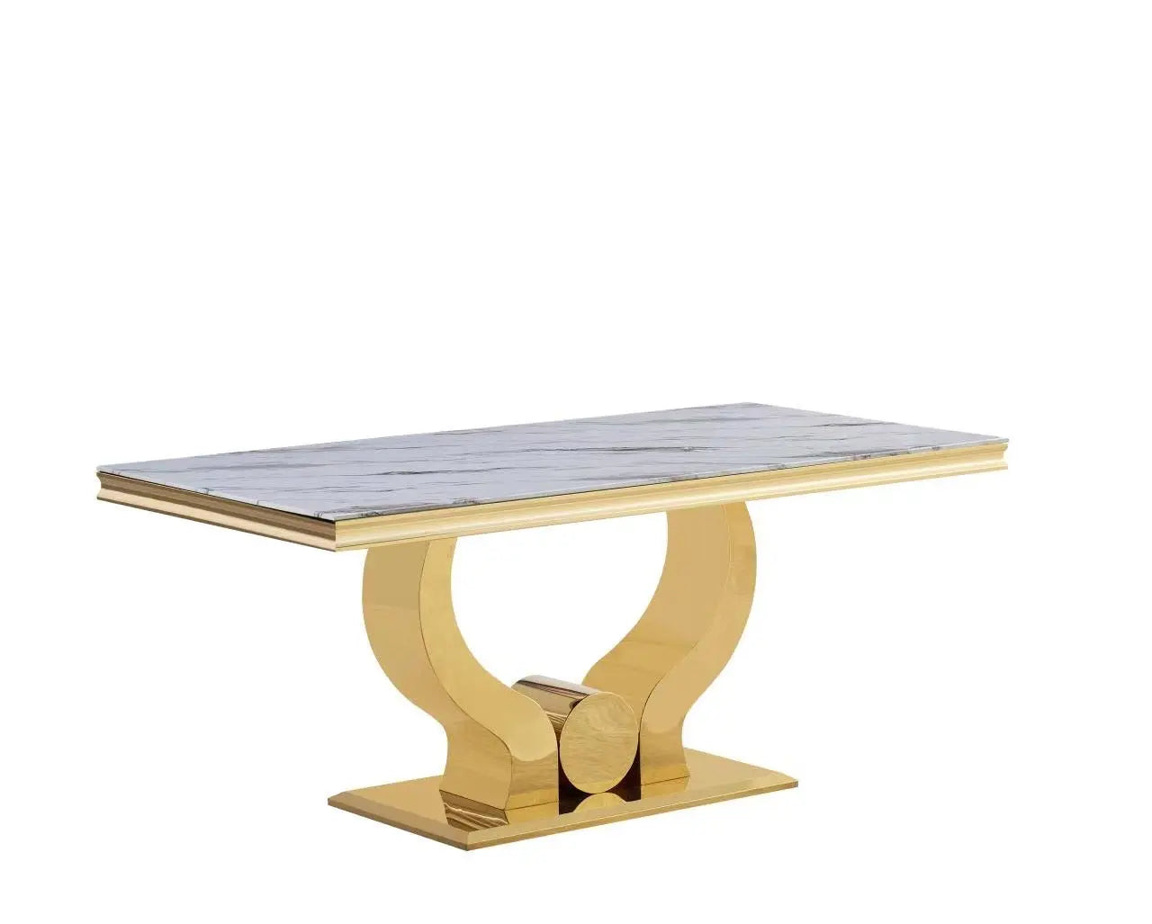 TABLE A MANGER TROFY GOLD MARBRE BLANC ACCESS MEUBLE