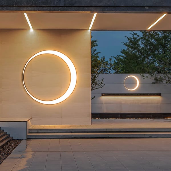 Appliques murales extérieures avec led rond gris étanche éclairage de jardin ACCESS MEUBLE