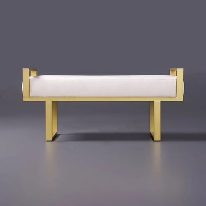 Banc OTTOMAN rembourré en lin blanc pour fin de lit ACCESS MEUBLE