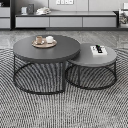 Table basse Gigogne ronde en noyer et gris ACCESS MEUBLE