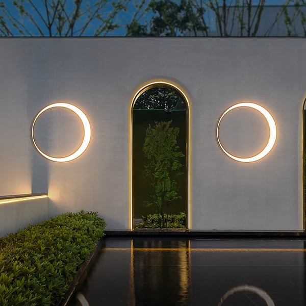 Appliques murales extérieures LED Postmordern rond gris étanche éclairage de jardin ACCESS MEUBLE