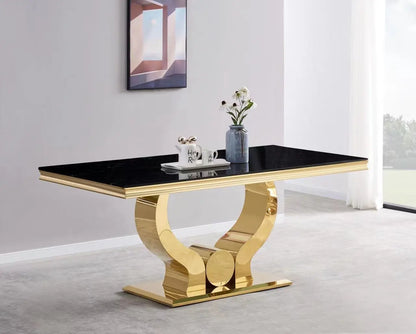 TABLE A MANGER TROFY GOLD MARBRE BLANC ACCESS MEUBLE