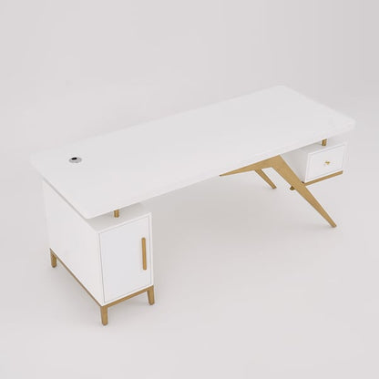 Bureau ultramoderne blanc en bois de santal et doré ACCESS MEUBLE