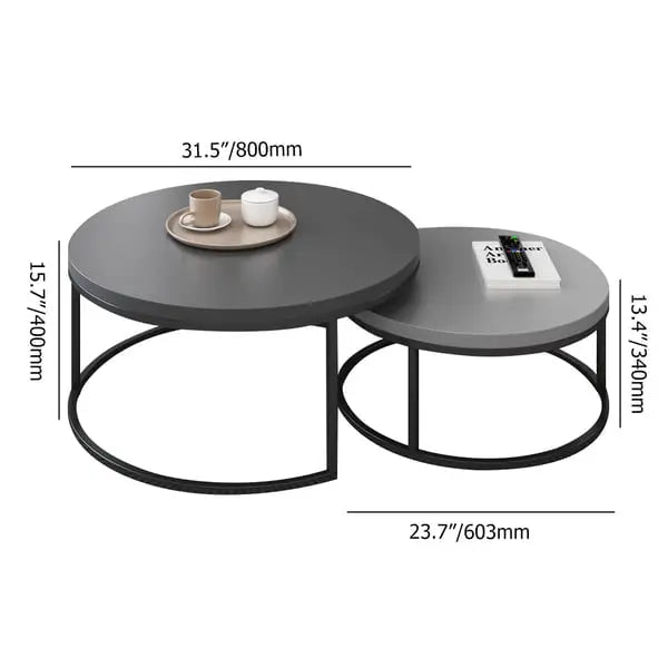 Table basse Gigogne ronde en noyer et gris ACCESS MEUBLE