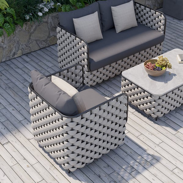 Canapé de terrasse d'extérieur avec coussin en gris ACCESS MEUBLE