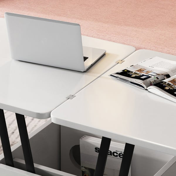 Table basse blanc relevable avec rangement ACCESS MEUBLE