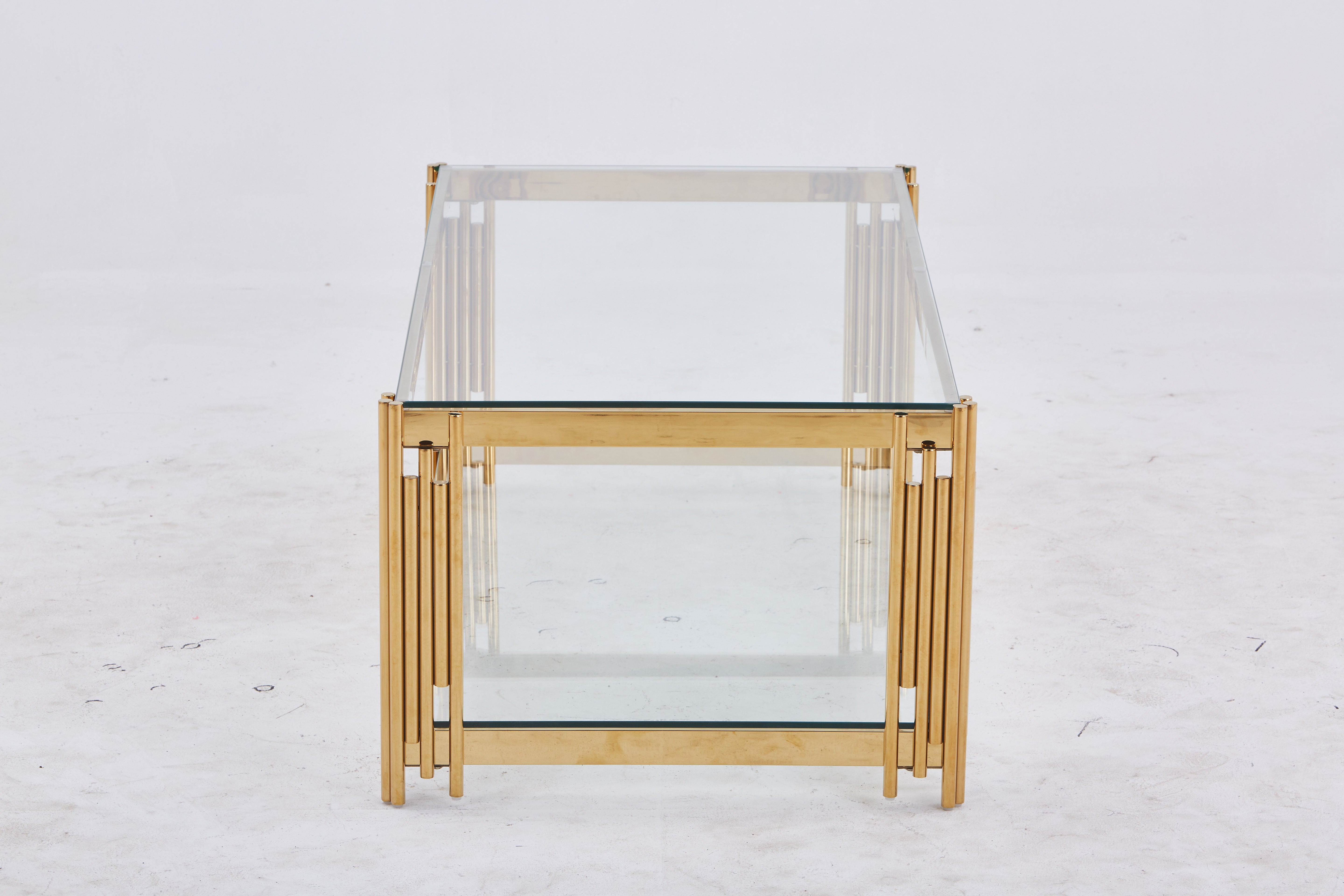 TABLE BASSE FLUTE GOLD MARBRE BLANC 120x60x45 cm ACCESS MEUBLE