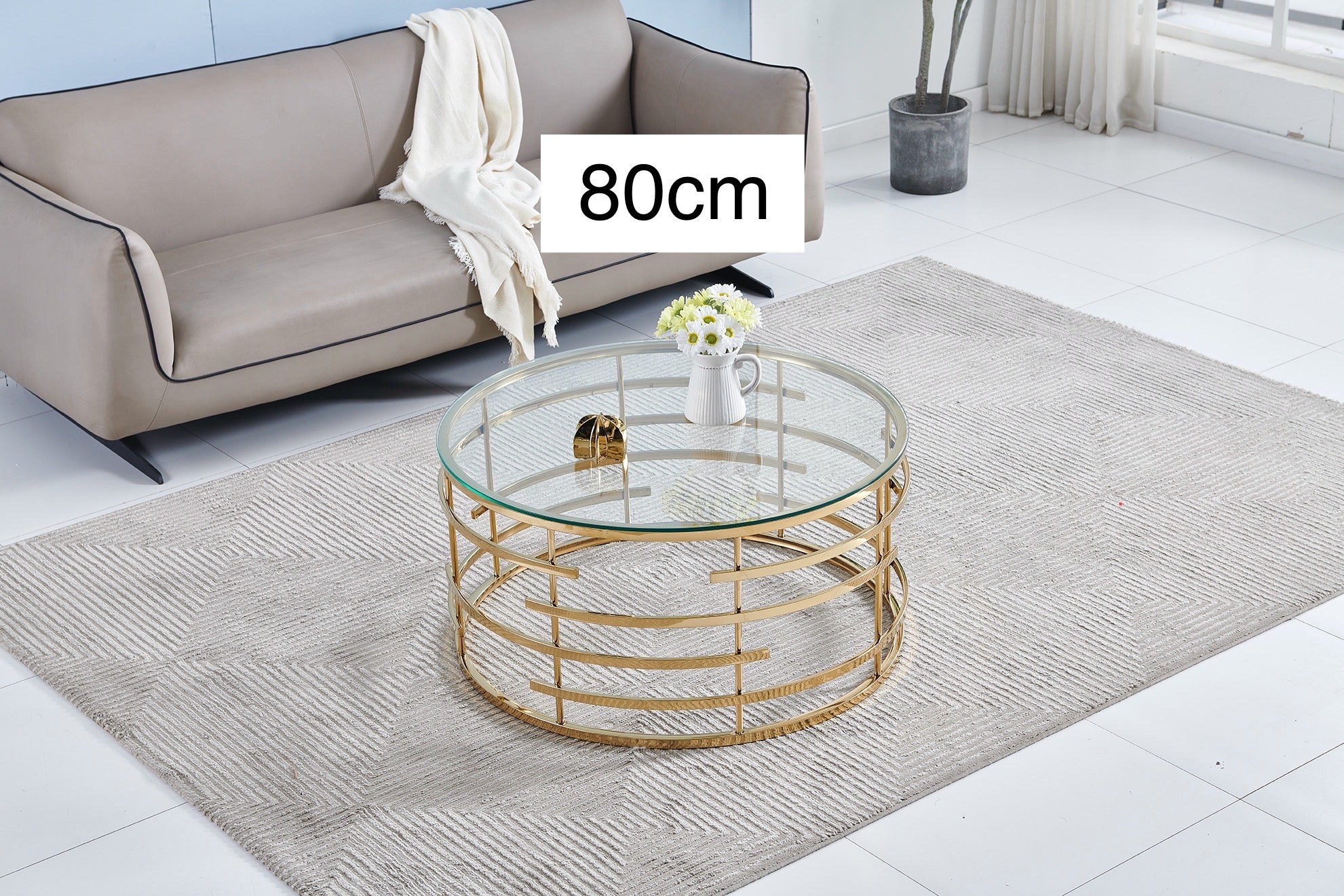 TABLE BASSE MONACO PIED DORÉ TRANSPARENT ACCESS MEUBLE