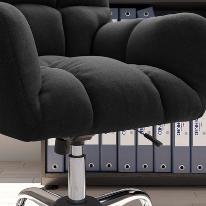 Chaise de bureau lin pivotante rembourrée en coton noir ACCESS MEUBLE