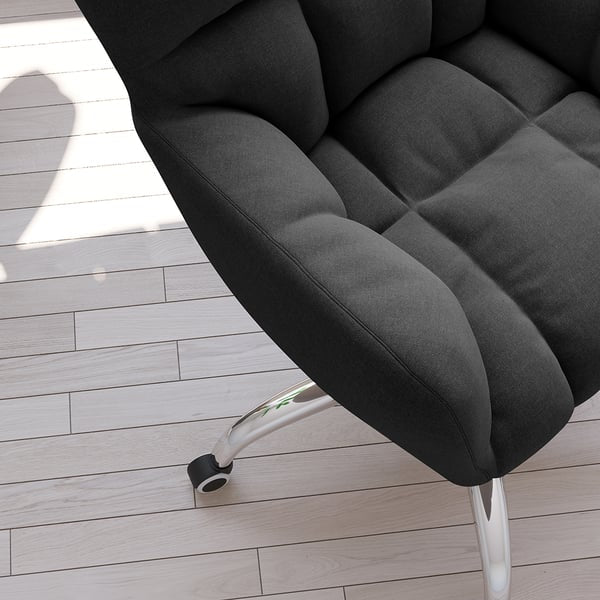 Chaise de bureau lin pivotante rembourrée en coton noir ACCESS MEUBLE