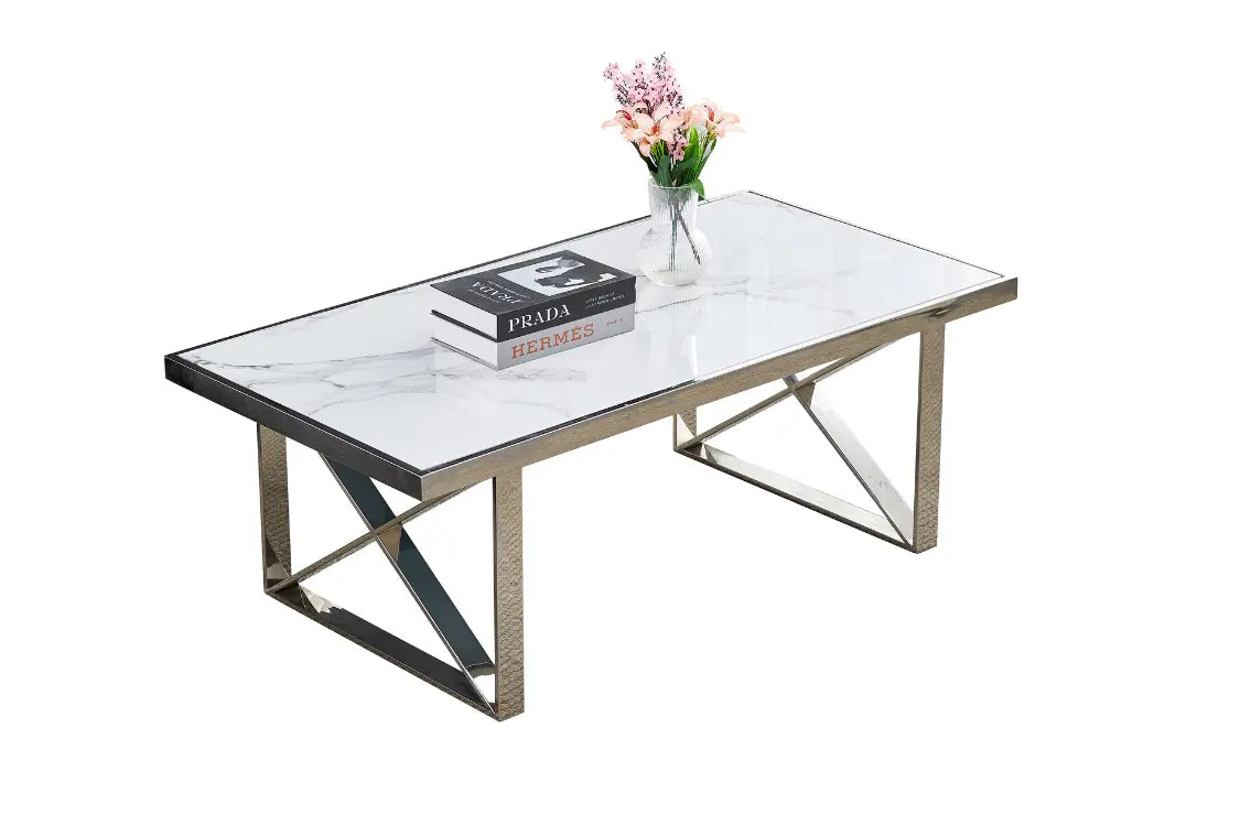 Table basse LEVANTO en marbre blanc ACCESS MEUBLE