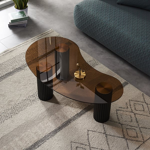 TABLE BASSE VENISE AVEC VERRE TREMPÉ ET 3 PIEDS ACCESS MEUBLE