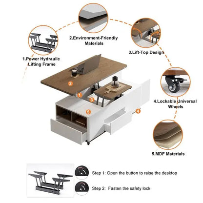 Table Basse relevable extensible table Multifonctionnelle ACCESS MEUBLE