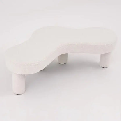 Banc bouclé  blanc 4 pieds ACCESS MEUBLE