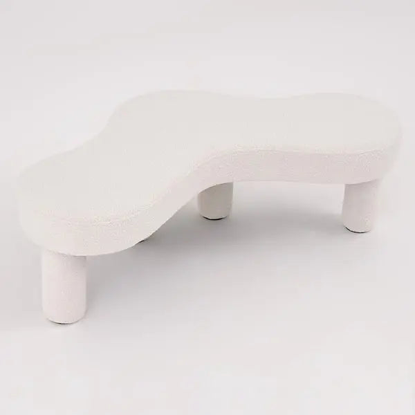 Banc bouclé  blanc 4 pieds ACCESS MEUBLE