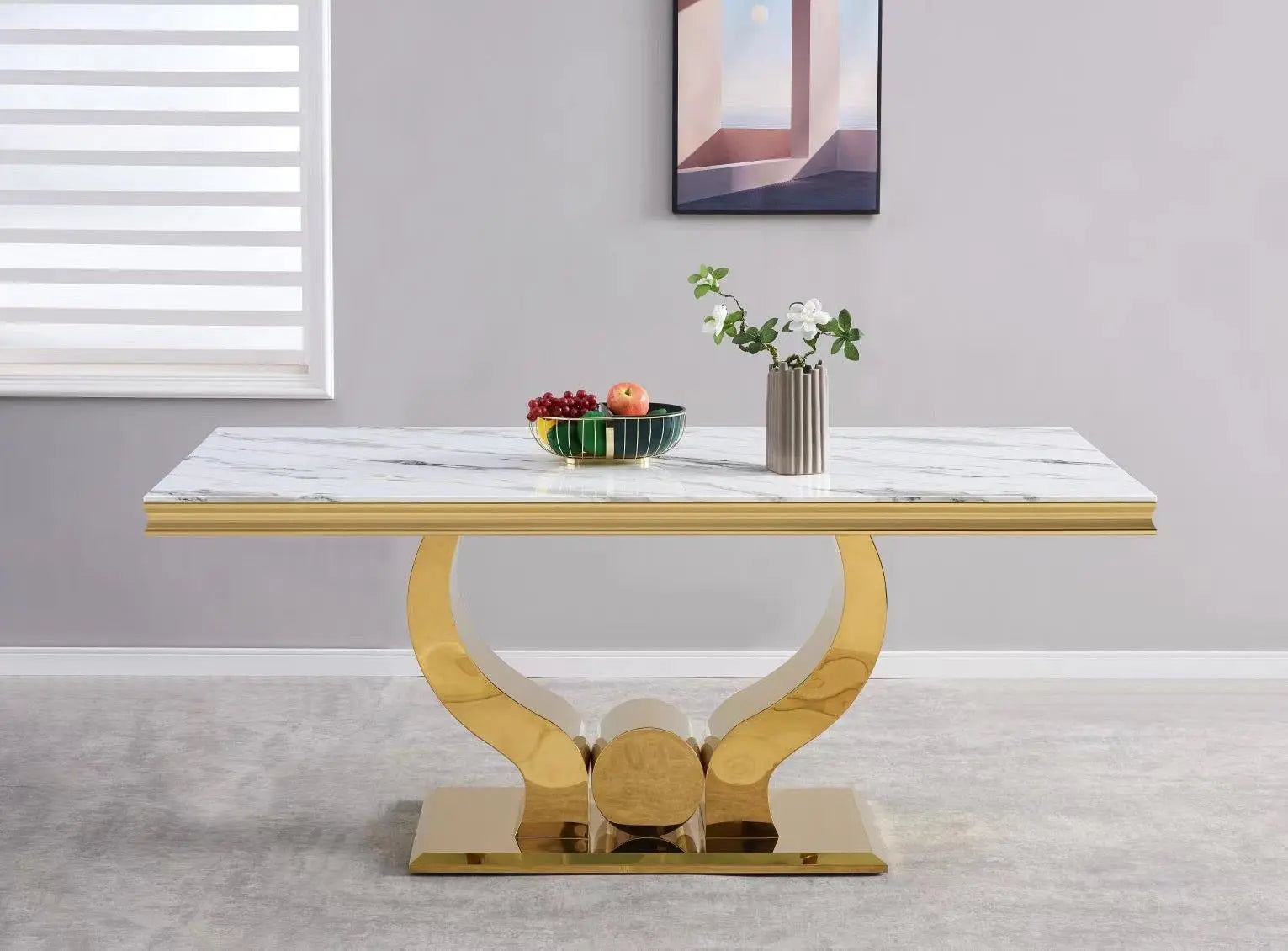 TABLE A MANGER TROFY GOLD MARBRE BLANC ACCESS MEUBLE