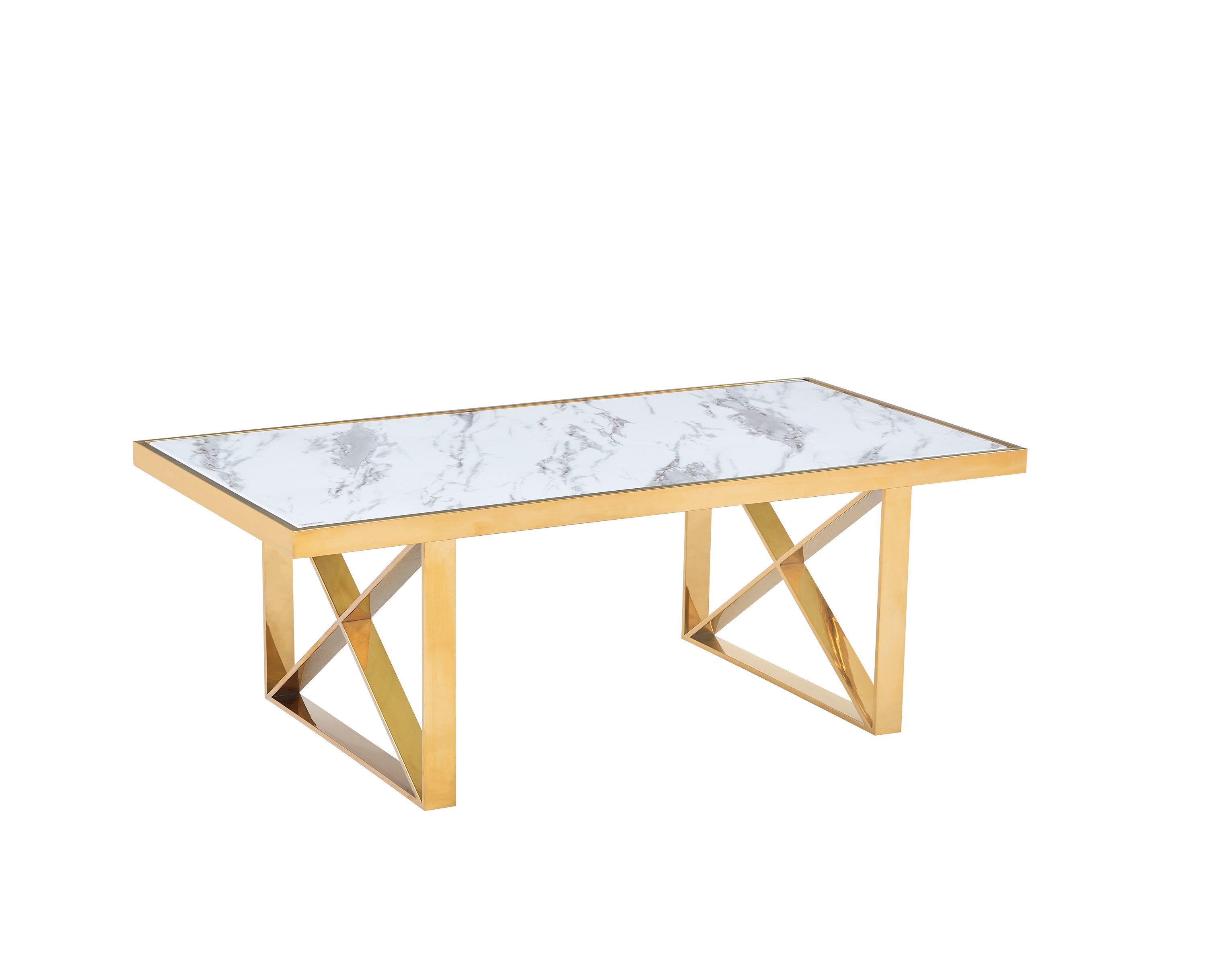 TABLE BASSE LEVANTO METAL DORÉ VERRE MARBRE BLANC ACCESS MEUBLE