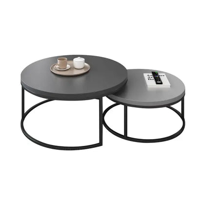 Table basse Gigogne ronde en noyer et gris ACCESS MEUBLE