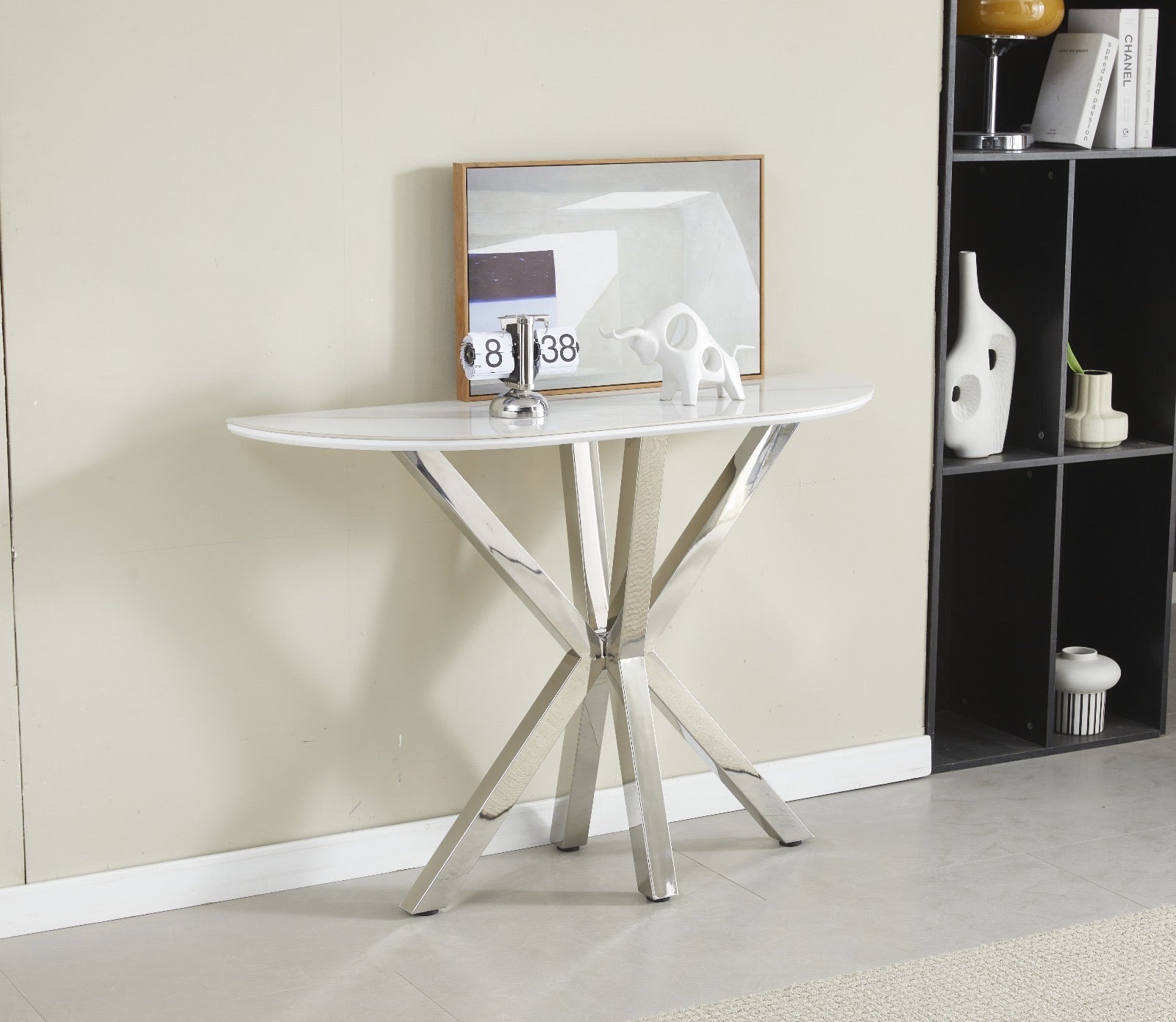 CONSOLE CERAMIQUE OPHELIA NOIR CHROME ACCESS MEUBLE