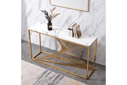 CONSOLE BRITTANY GOLD MARBRE BLANC ACCESS MEUBLE