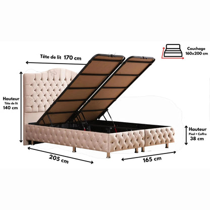 Lit Coffre PARIS en velours capitonné ACCESS MEUBLE