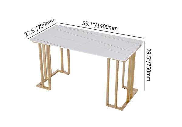 Table de salle à manger blanche  avec dessus rectangulaire en pierre frittée ACCESS MEUBLE