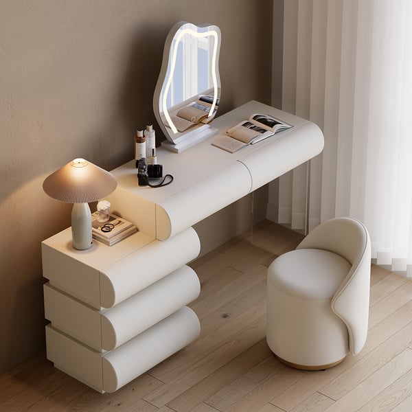 Ensemble de maquillage blanc moderne Humply en cuir avec led ACCESS MEUBLE