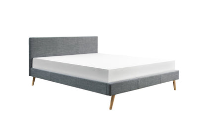 Cadre de lit style scandinave en tissu avec pieds bois ACCESS MEUBLE