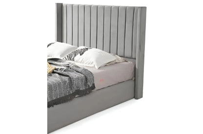 Cadre de Lit TOKYO en velour gris ACCESS MEUBLE