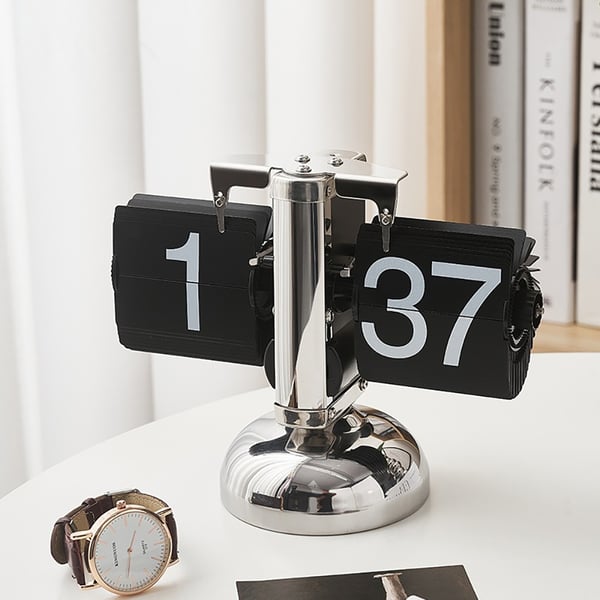 Horloge à rabat moderne en argent, horloge de table réglable en acier inoxydable, décoration d'intérieur ACCESS MEUBLE