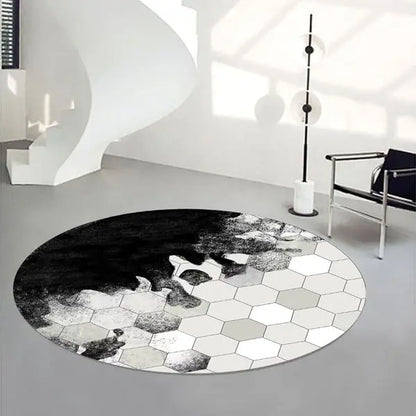 Tapis rond géométrique art déco gris ACCESS MEUBLE