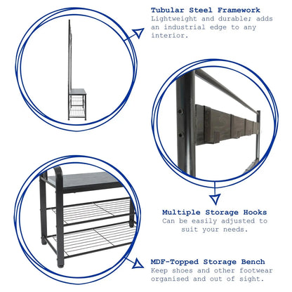 Porte-manteau incurvé en acier avec banc de rangement pour chaussures ACCESS MEUBLE