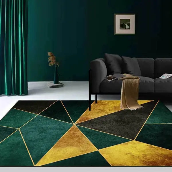 Tapis d'intérieur rond moderne vert, noir et or ACCESS MEUBLE