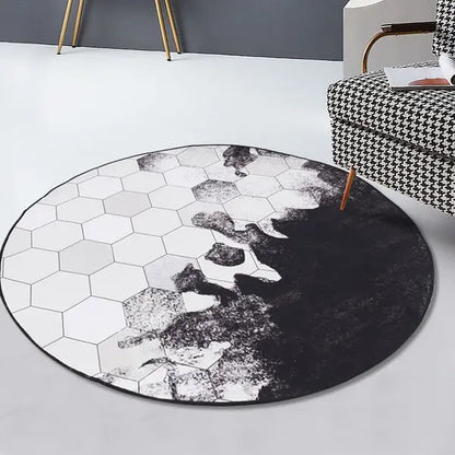 Tapis rond géométrique art déco gris ACCESS MEUBLE