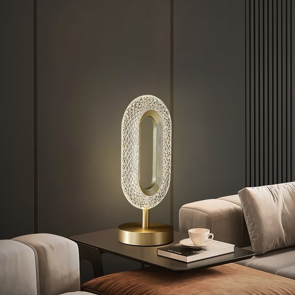 Ovated Lampe de table LED moderne enfichable Lampe de bureau en forme d'anneau en or ACCESS MEUBLE