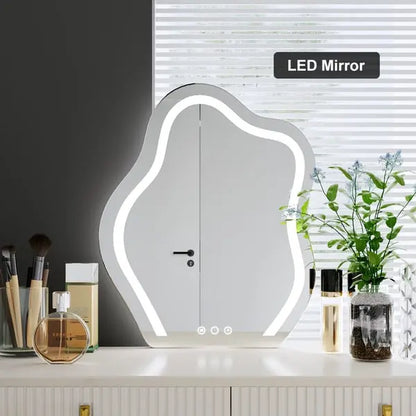 Ensemble de coiffeuse à 6 tiroirs avec tabouret et miroir ACCESS MEUBLE